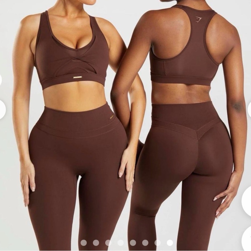Gymshark Whitney Simmons Collection Brown High-Waist Leggings/Top Set Sz S